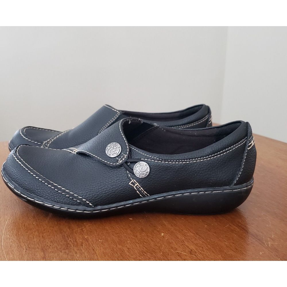 Clarks Ashalnd Lane Shoes Loafers 7.5 Black Slip On Comfort